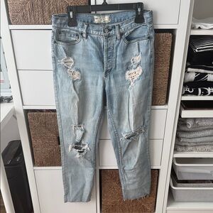 Free People Women’s Slim Jeans in Distressed Denim